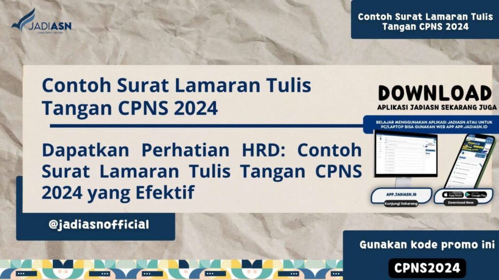 Contoh Surat Lamaran Tulis Tangan CPNS 2024